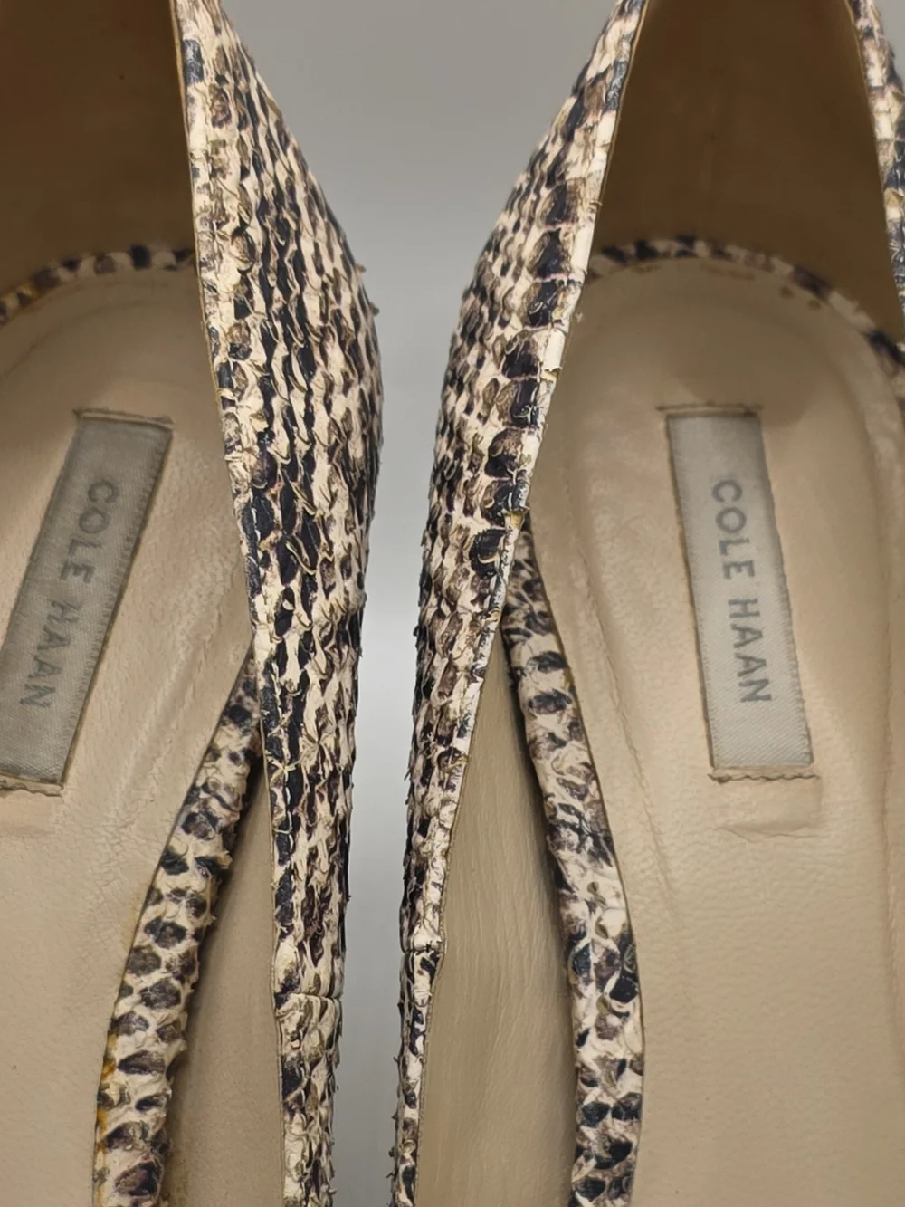 Cole Haan Snake-Print Leather Pointed Toe Pumps Size 7.5B